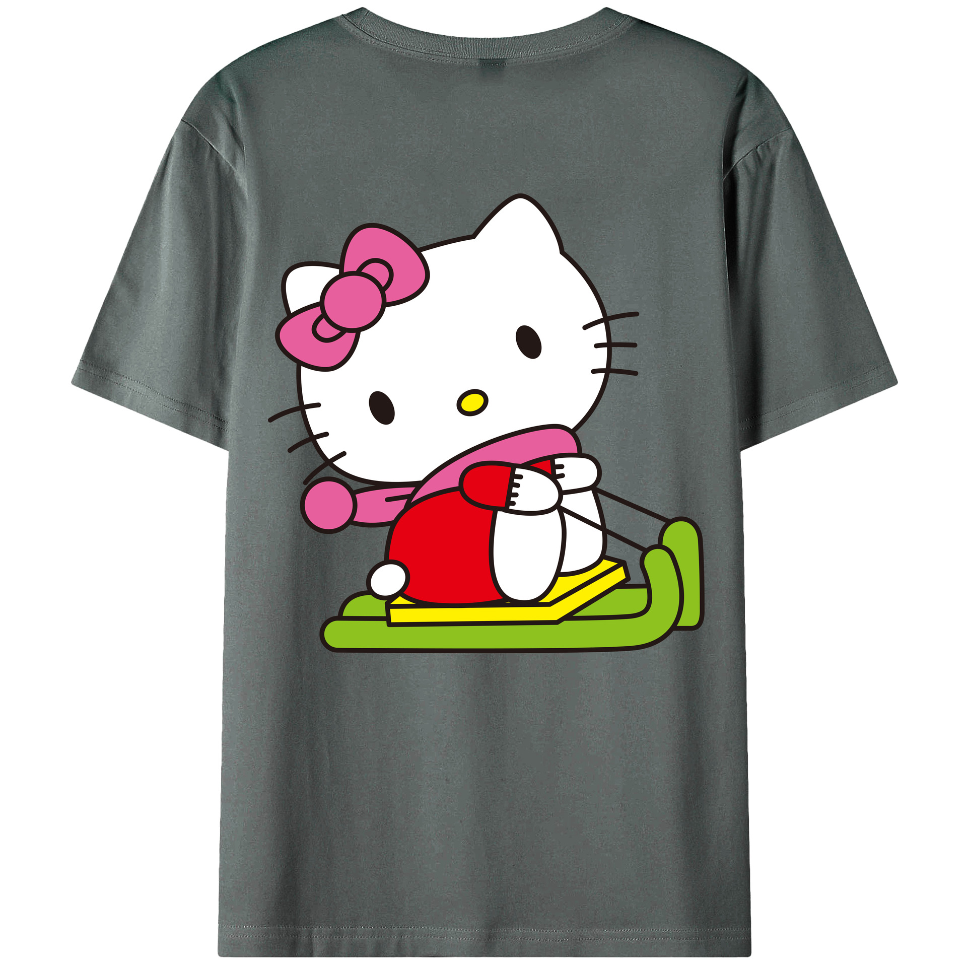 （画像用） Hello Kitty ハローキティ 綿100％ メンズ半袖Tシャツ（バックプリント） 通気性